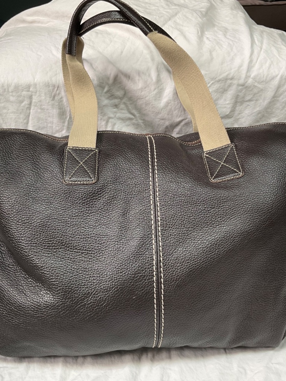Vintage Roots Brown Pebbled Leather Duffel Weekender Bag - Picture 2 of 12